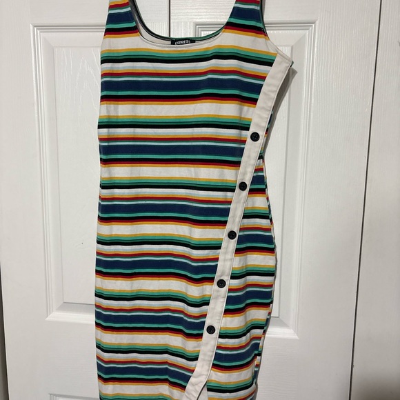 Express Dresses & Skirts - Express Multicolor Striped Midi Dress with Button Accent